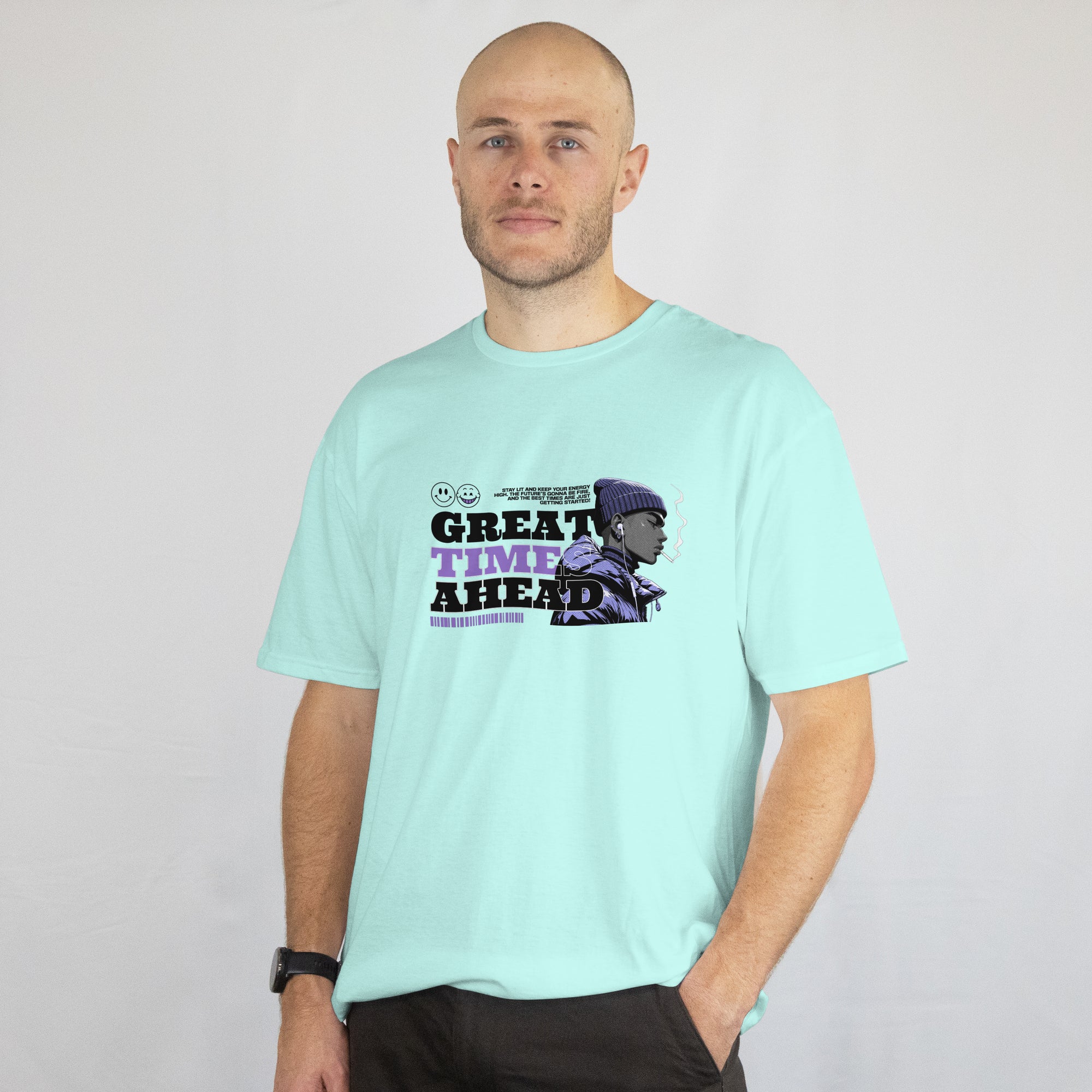 Great Time Ahead - Anime Graphic Men's Mint T-Shirt