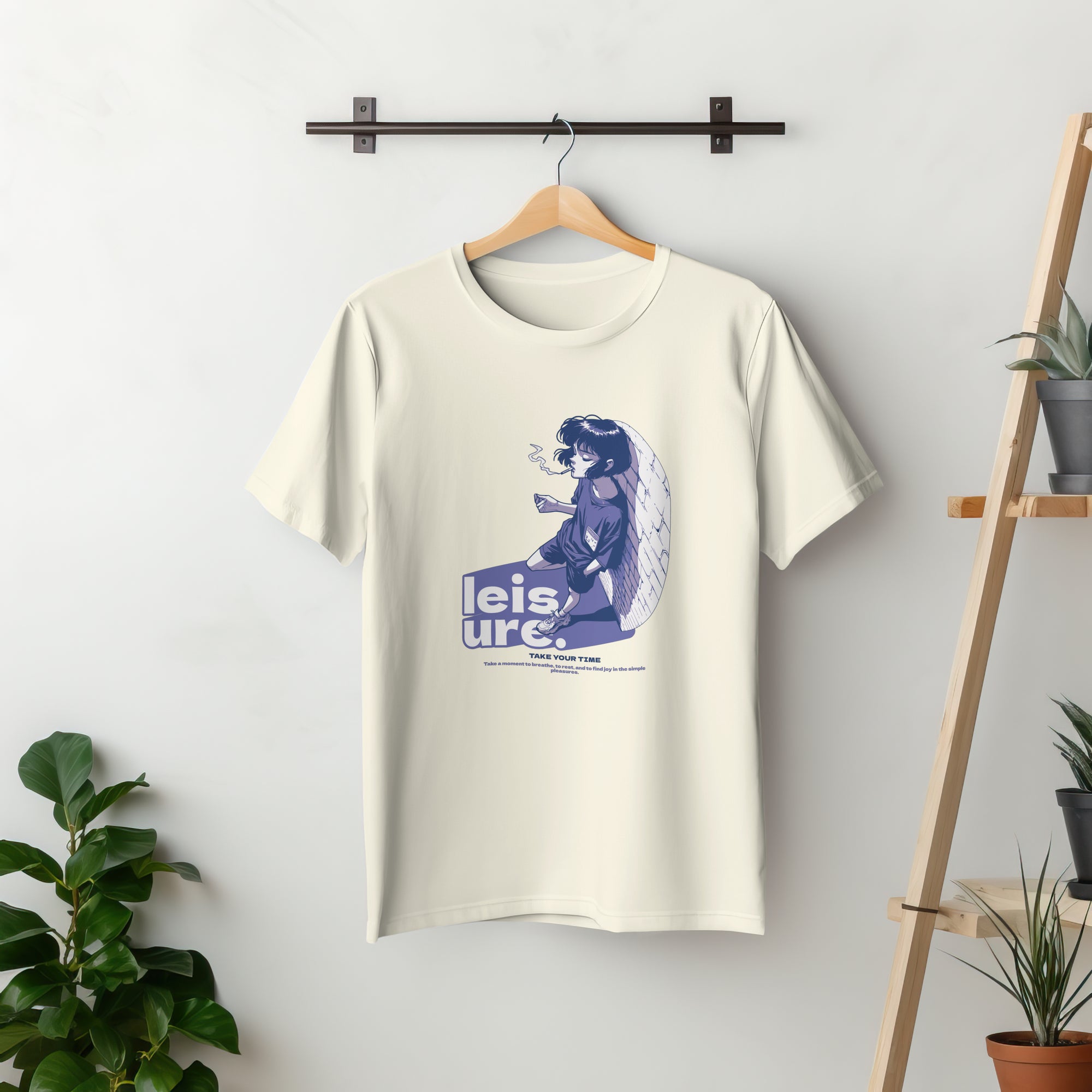 Leisure - Anime Graphic Men's Off White T-Shirt