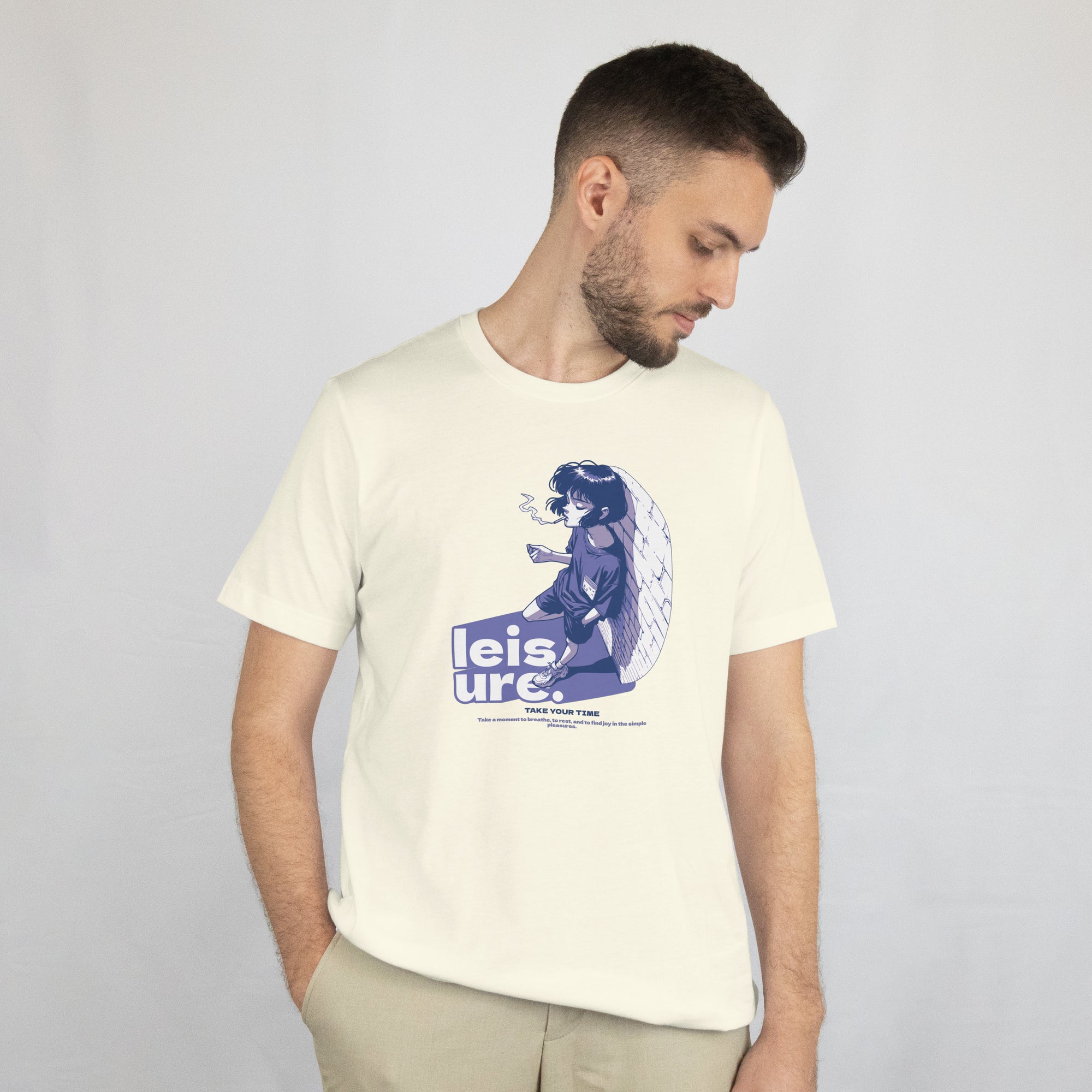 Leisure - Anime Graphic Men's Off White T-Shirt