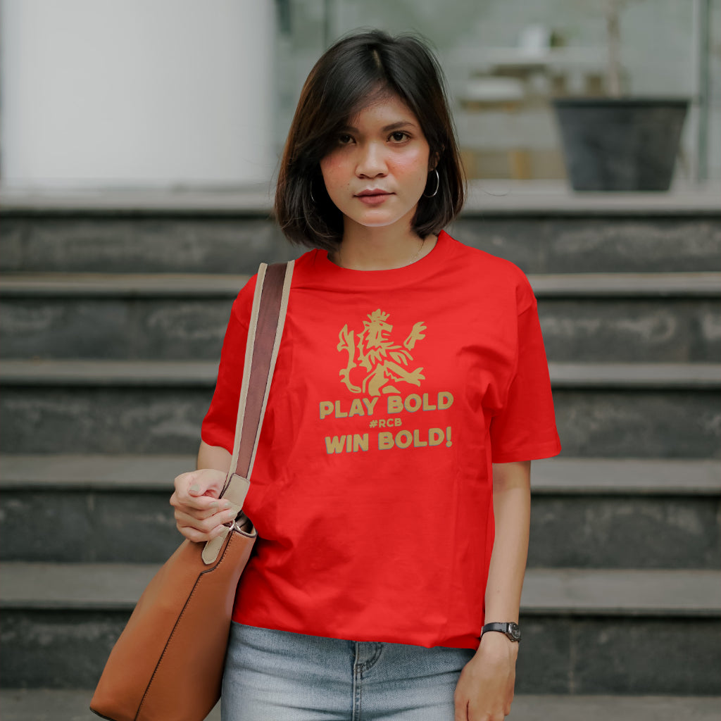 RCB - Play Bold Win Bold - IPL - Round Neck Half Sleeve T-Shirt - Unisex