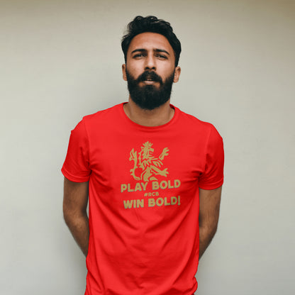 RCB - Play Bold Win Bold - IPL - Round Neck Half Sleeve T-Shirt - Unisex