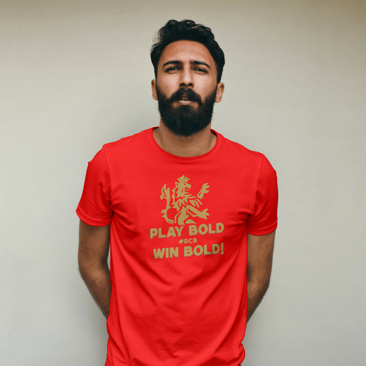 RCB - Play Bold Win Bold - IPL - Round Neck Half Sleeve T-Shirt - Unisex