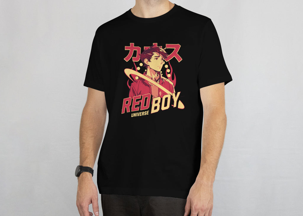 Red Boy Universe - Anime Graphic Men's Black T-Shirt