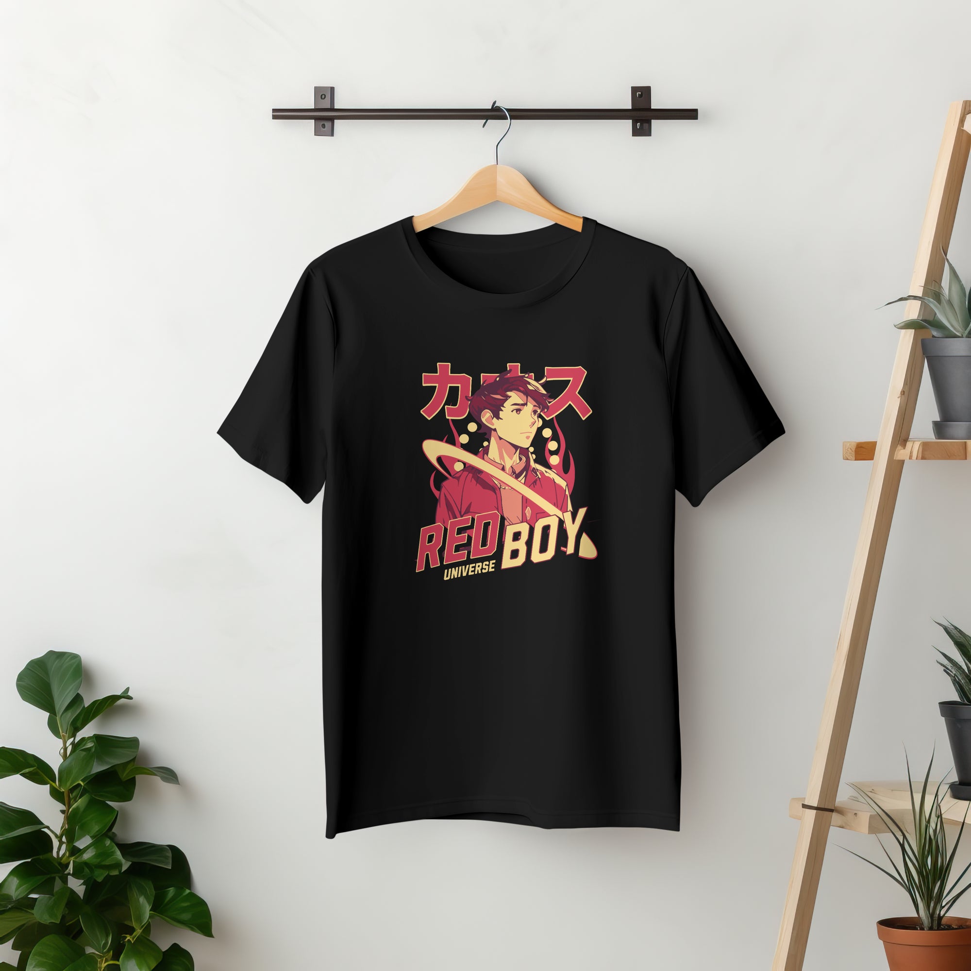 Red Boy Universe - Anime Graphic Men's Black T-Shirt