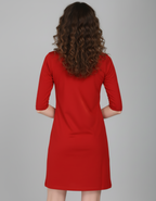 Softly Feminine - Red Long T-Shirt Dress for Women With Pockets