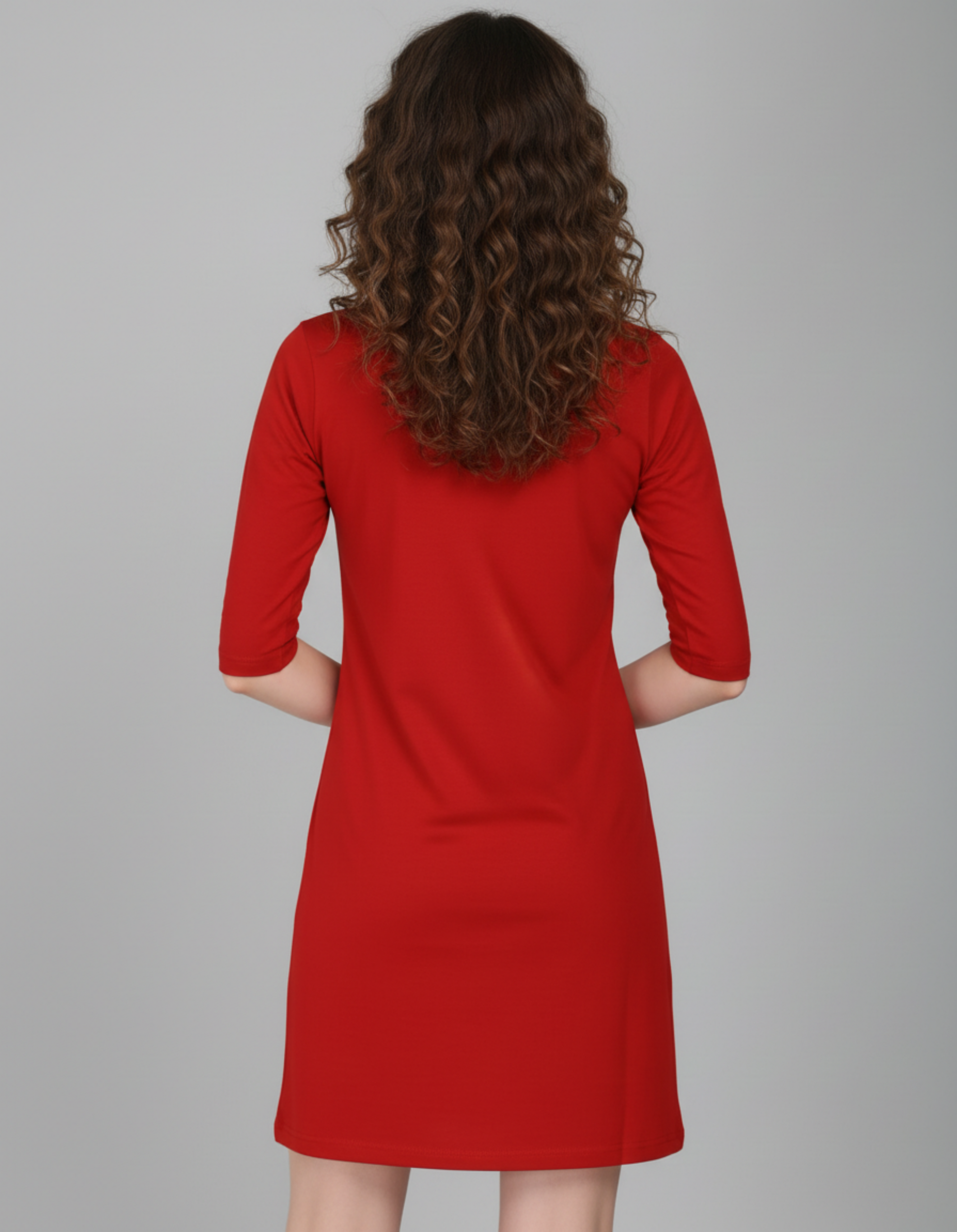 Softly Feminine - Red Long T-Shirt Dress for Women With Pockets
