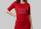 Too Glam To Give A Damn - Red Long T-Shirt Dress for Women With Pockets