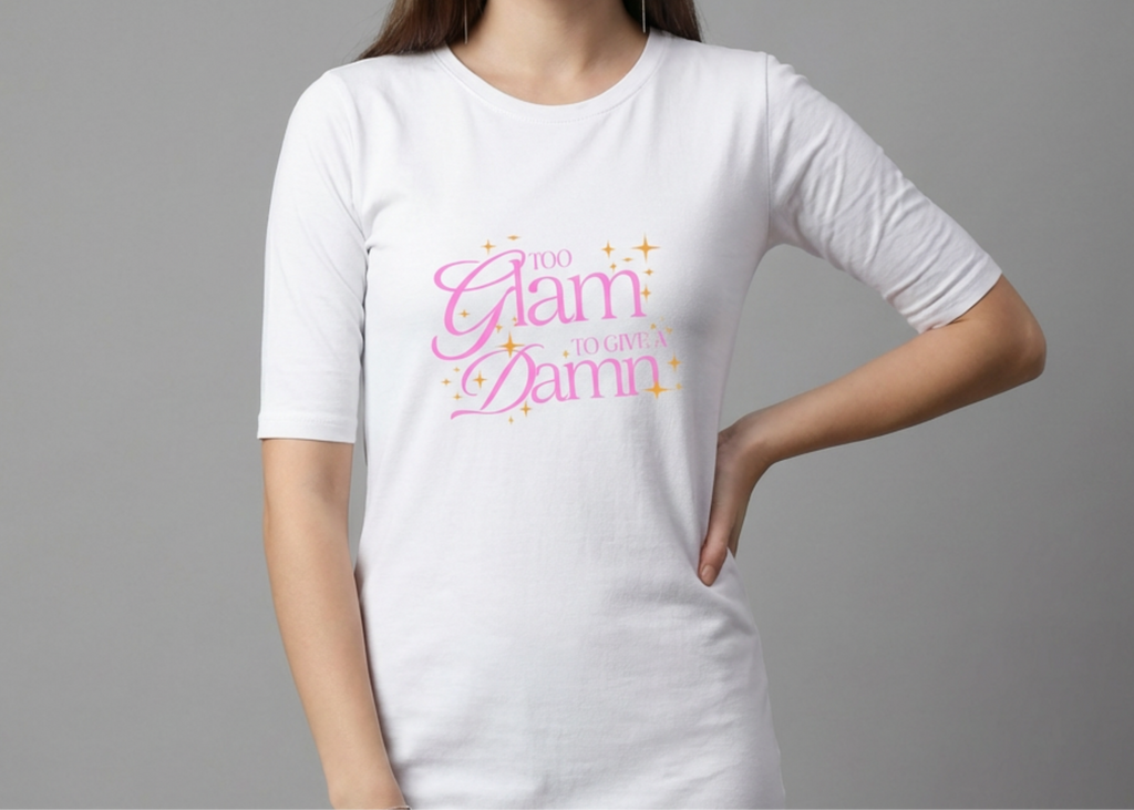 Too Glam To Give A Damn - White Long T-Shirt Dress for Women With Pockets