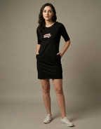 Always Pretty - Black Long T-Shirt Dress for Women With Pockets