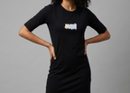 NAH - Black Long T-Shirt Dress for Women With Pockets