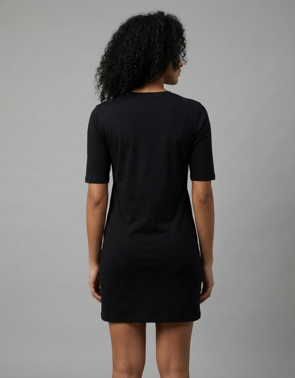 NAH - Black Long T-Shirt Dress for Women With Pockets
