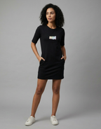 NAH - Black Long T-Shirt Dress for Women With Pockets
