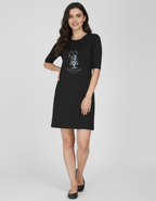 Softly Feminine - Black Long T-Shirt Dress for Women With Pockets