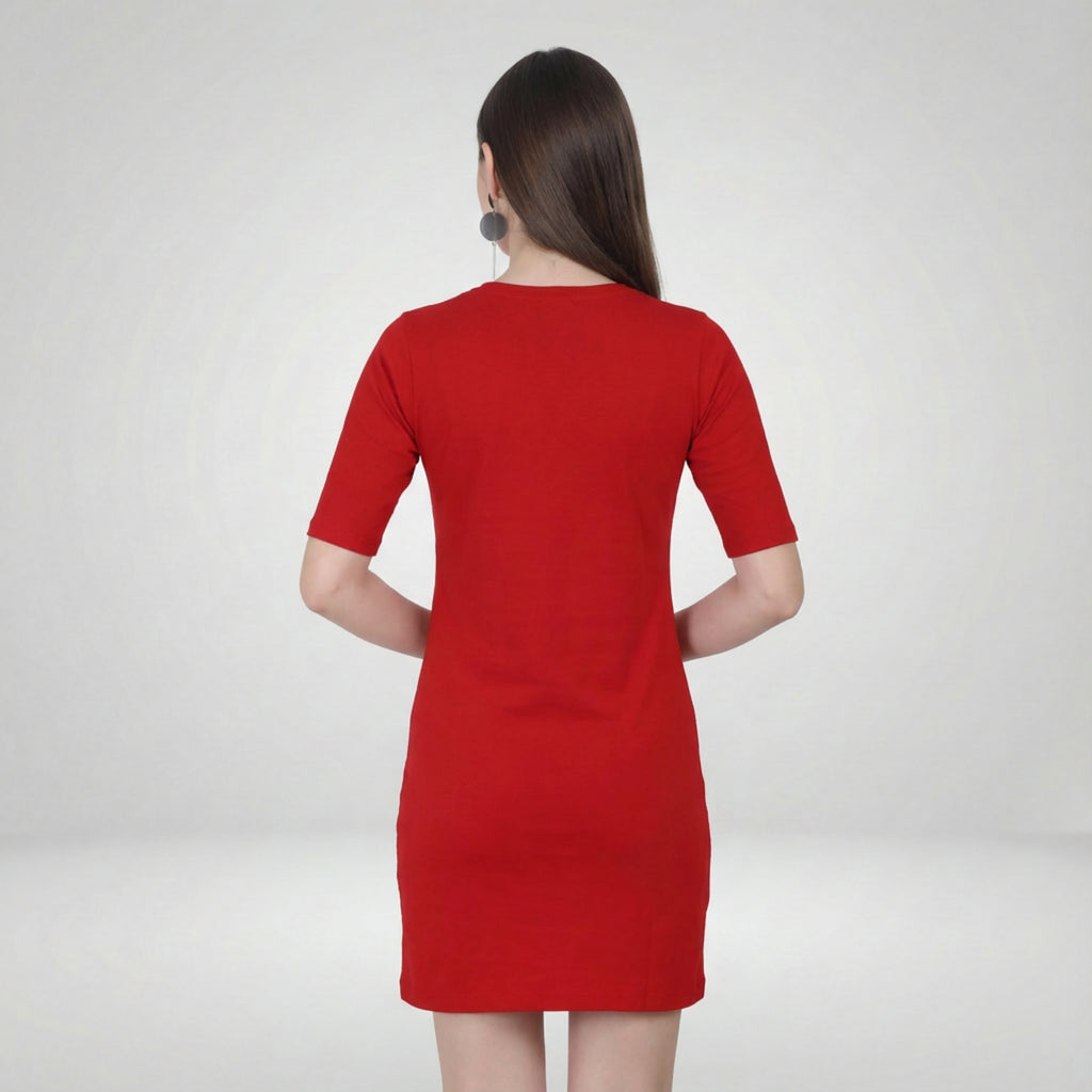 Always Pretty Red Long T-Shirt Dress for Women
