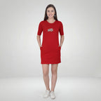 Always Pretty - Red Long T-Shirt Dress for Women With Pockets