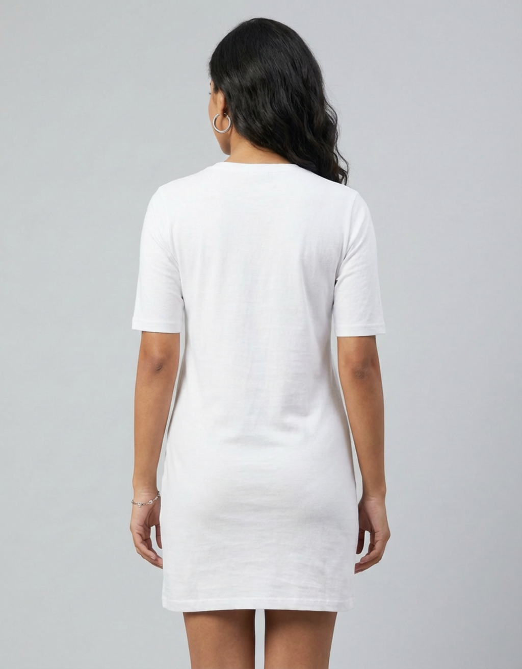 Romantic & Optimistic - White Long T-Shirt Dress for Women With Pockets
