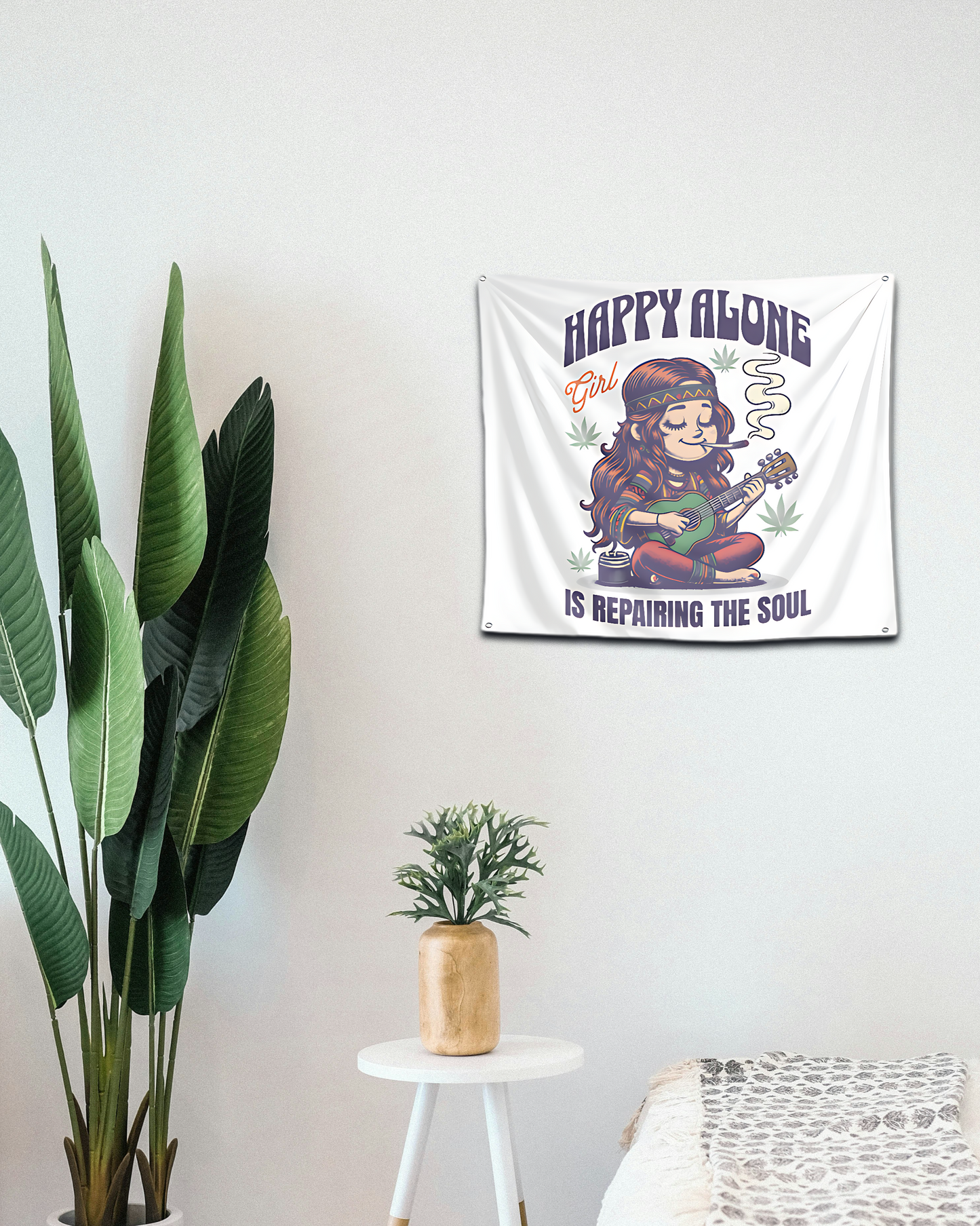 Happy Alone Girl - Tapestry - Wall Hangings