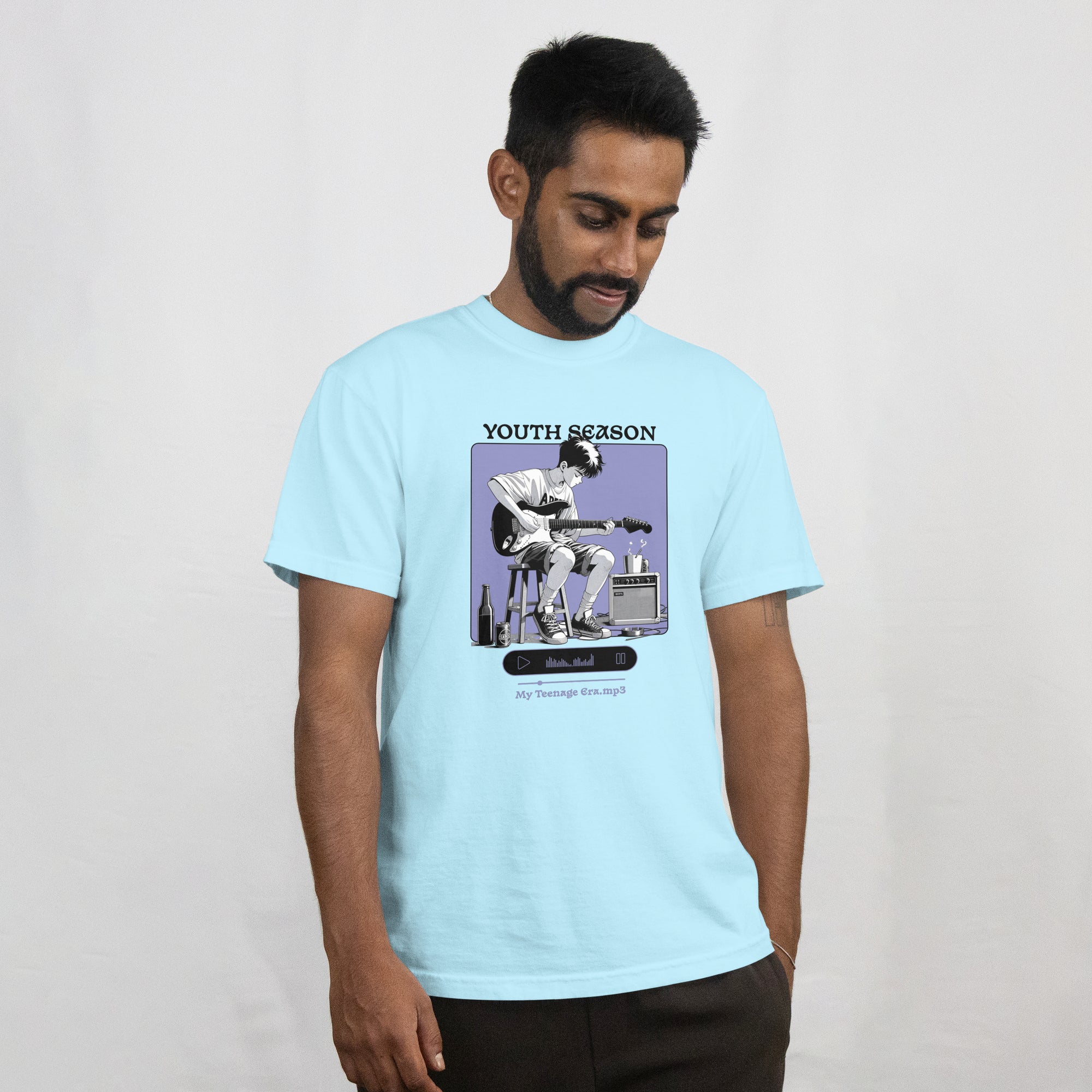 Youth Season - Anime Graphic Men's Sky Blue T-Shirt
