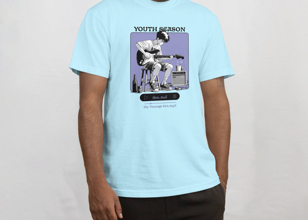 Youth Season - Anime Graphic Men's Sky Blue T-Shirt