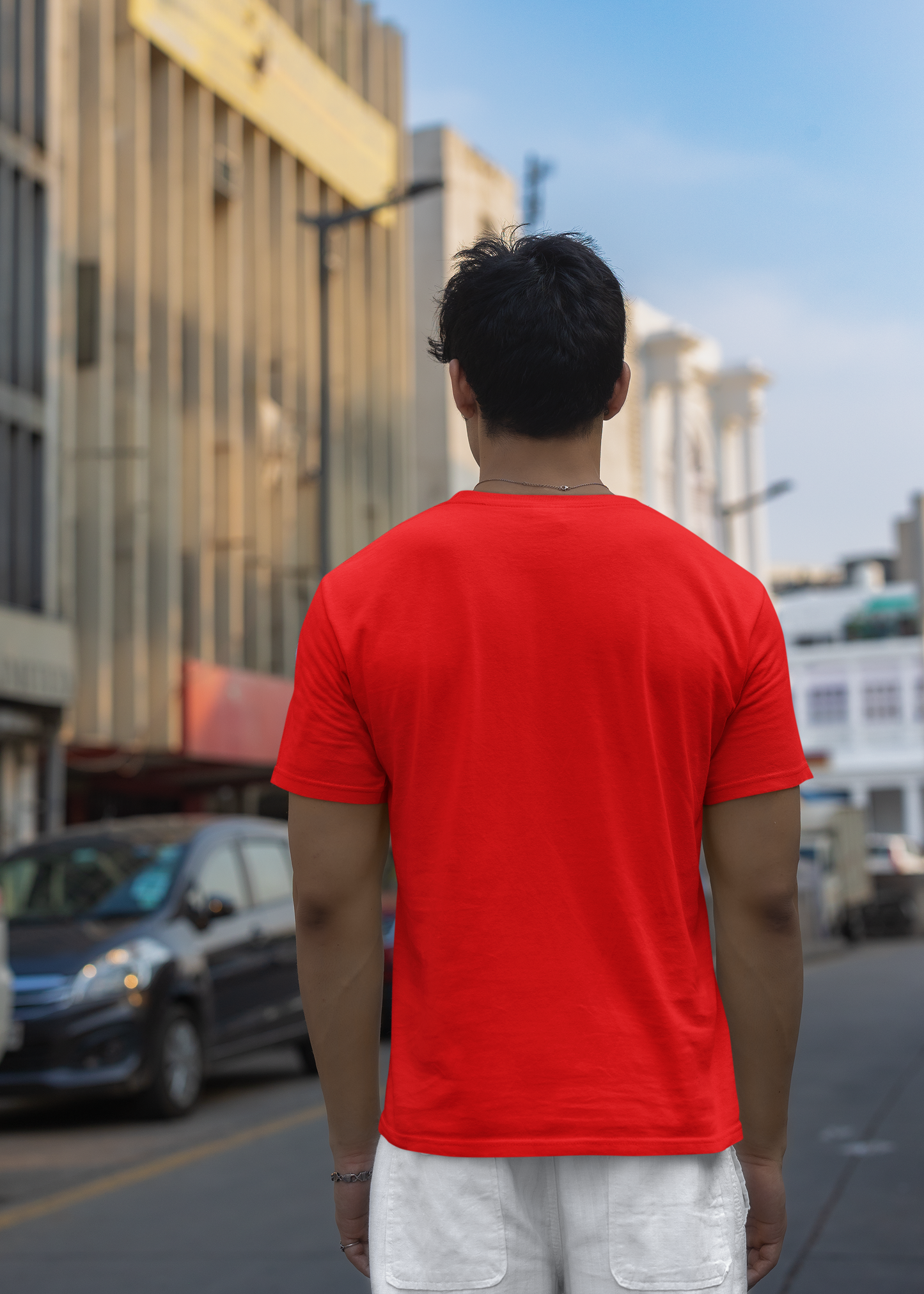 Round Neck Half Sleeve Plain T-Shirt - Red - Men