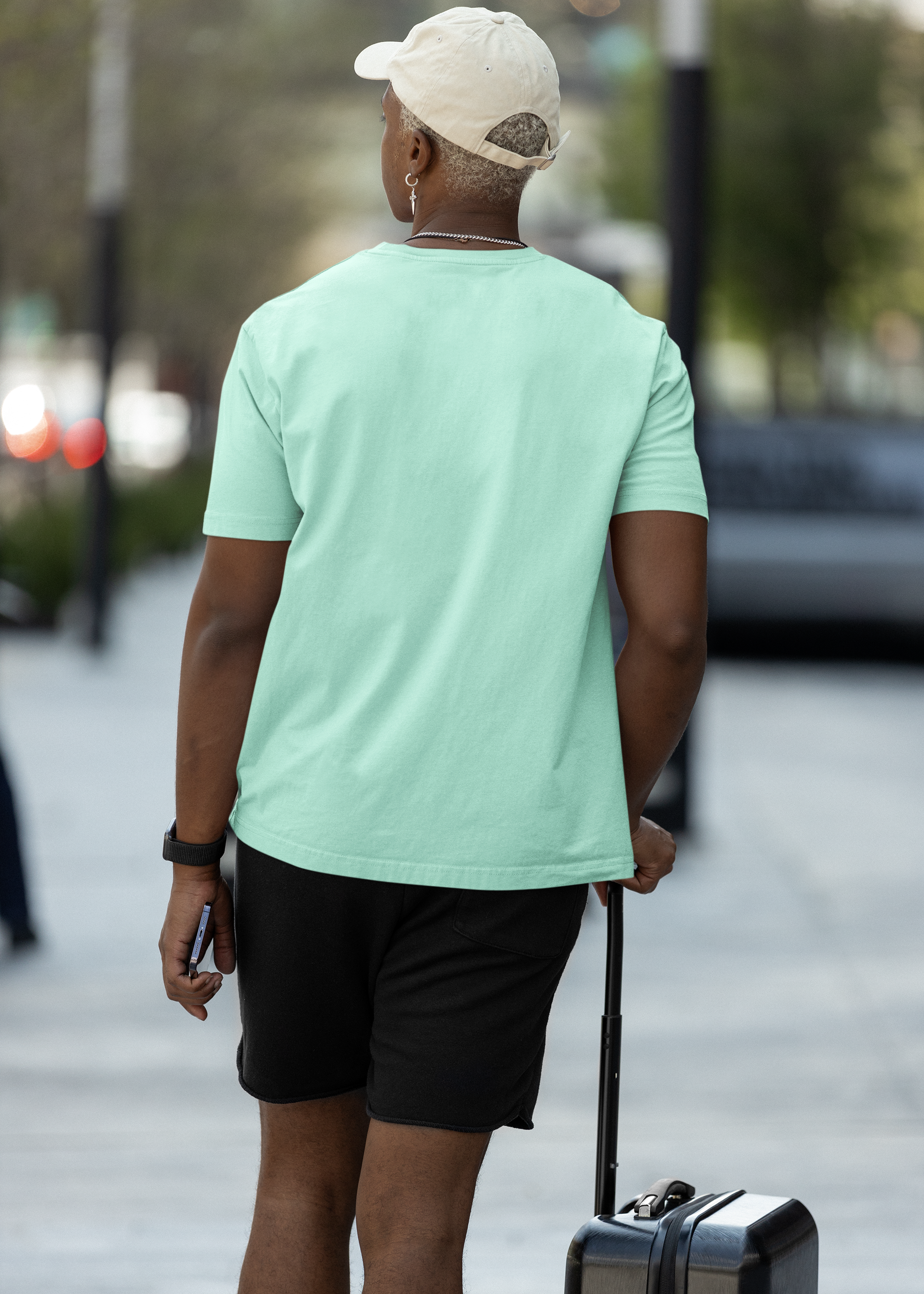 Round Neck Half Sleeve Plain T-Shirt - Mint - Men