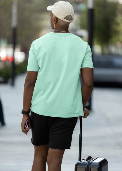 Round Neck Half Sleeve Plain T-Shirt - Mint - Men