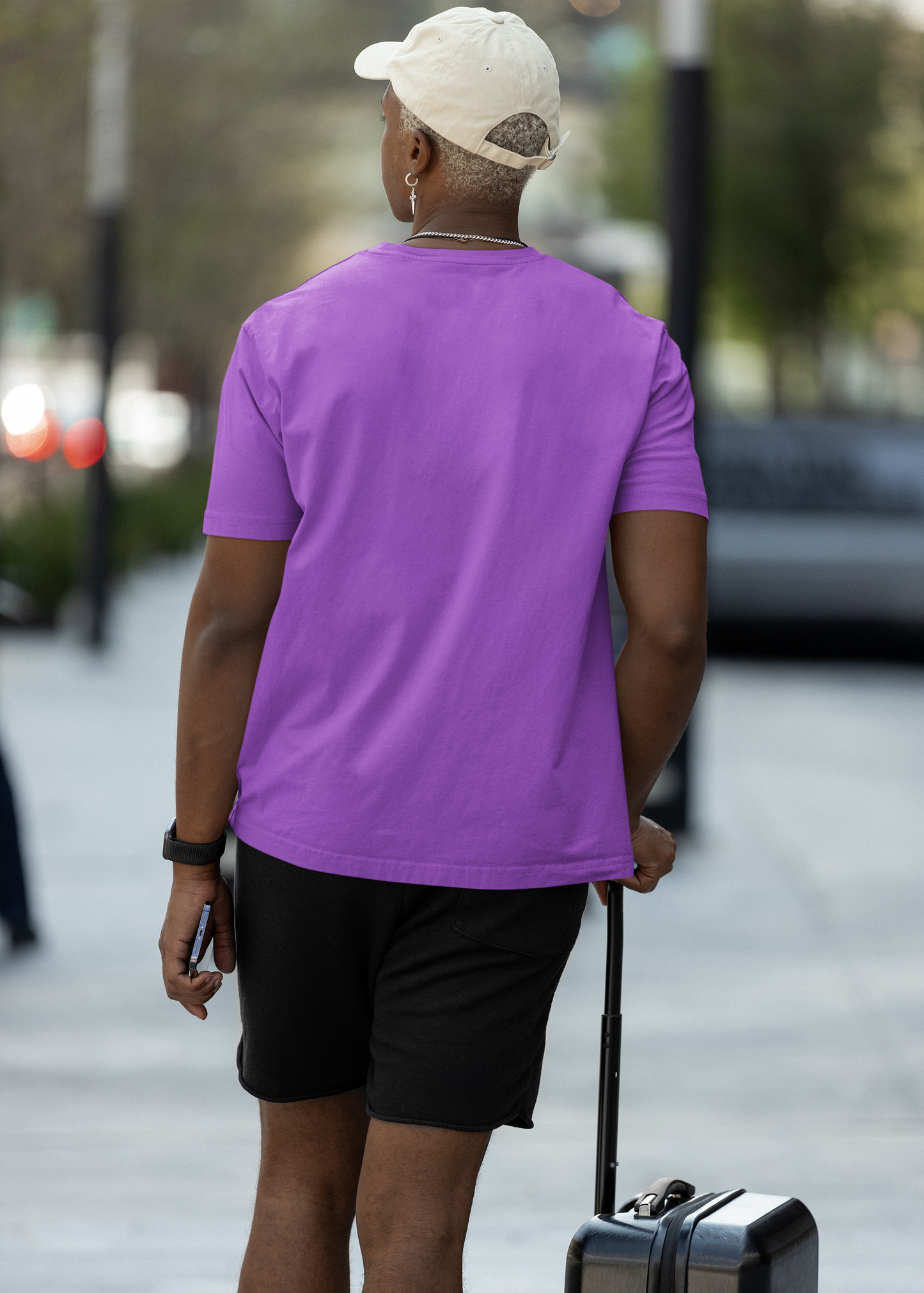 Round Neck Half Sleeve Plain T-Shirt - Purple - Men