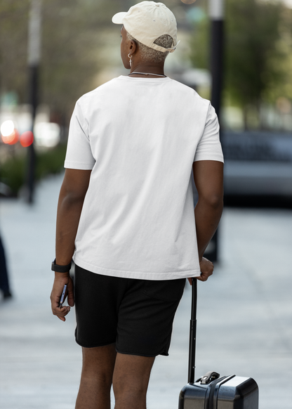 Round Neck Half Sleeve Plain T-Shirt - White - Men