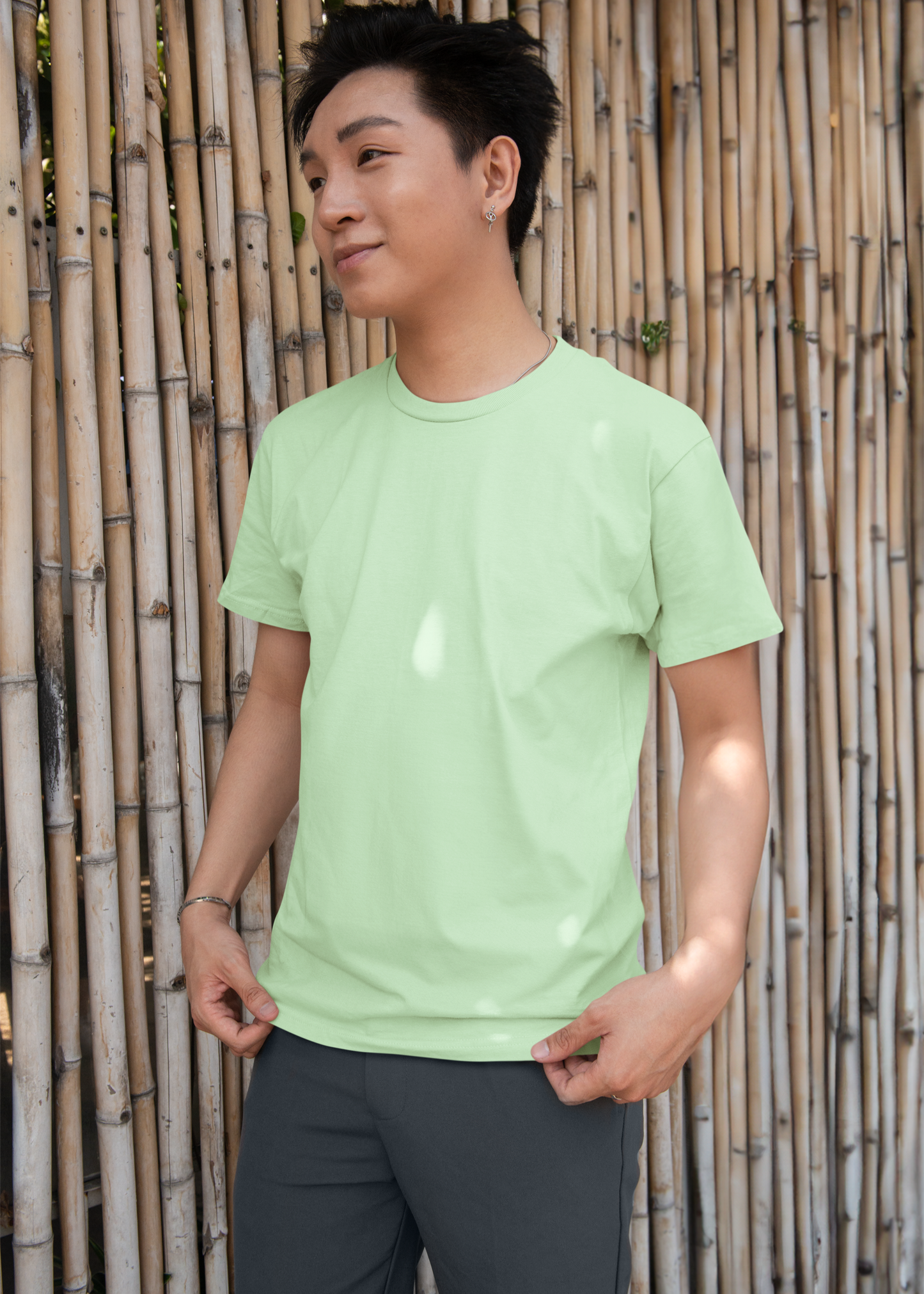 Round Neck Half Sleeve Plain T-Shirt - Jade - Men