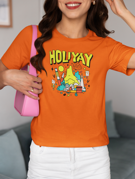 Holiyay - Doodle - Round Neck Half Sleeve T-Shirt - Women