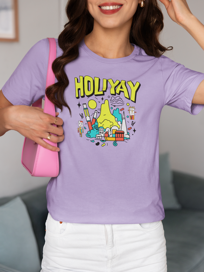 Holiyay - Doodle - Round Neck Half Sleeve T-Shirt - Women