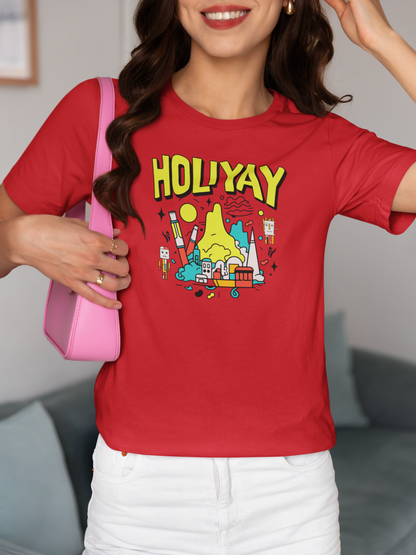 Holiyay - Doodle - Round Neck Half Sleeve T-Shirt - Women