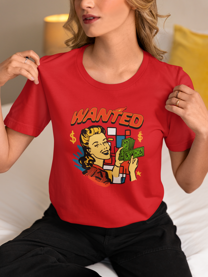 Wanted - Doodle - Round Neck Half Sleeve T-Shirt - Women