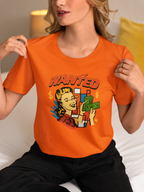 Wanted - Doodle - Round Neck Half Sleeve T-Shirt - Women