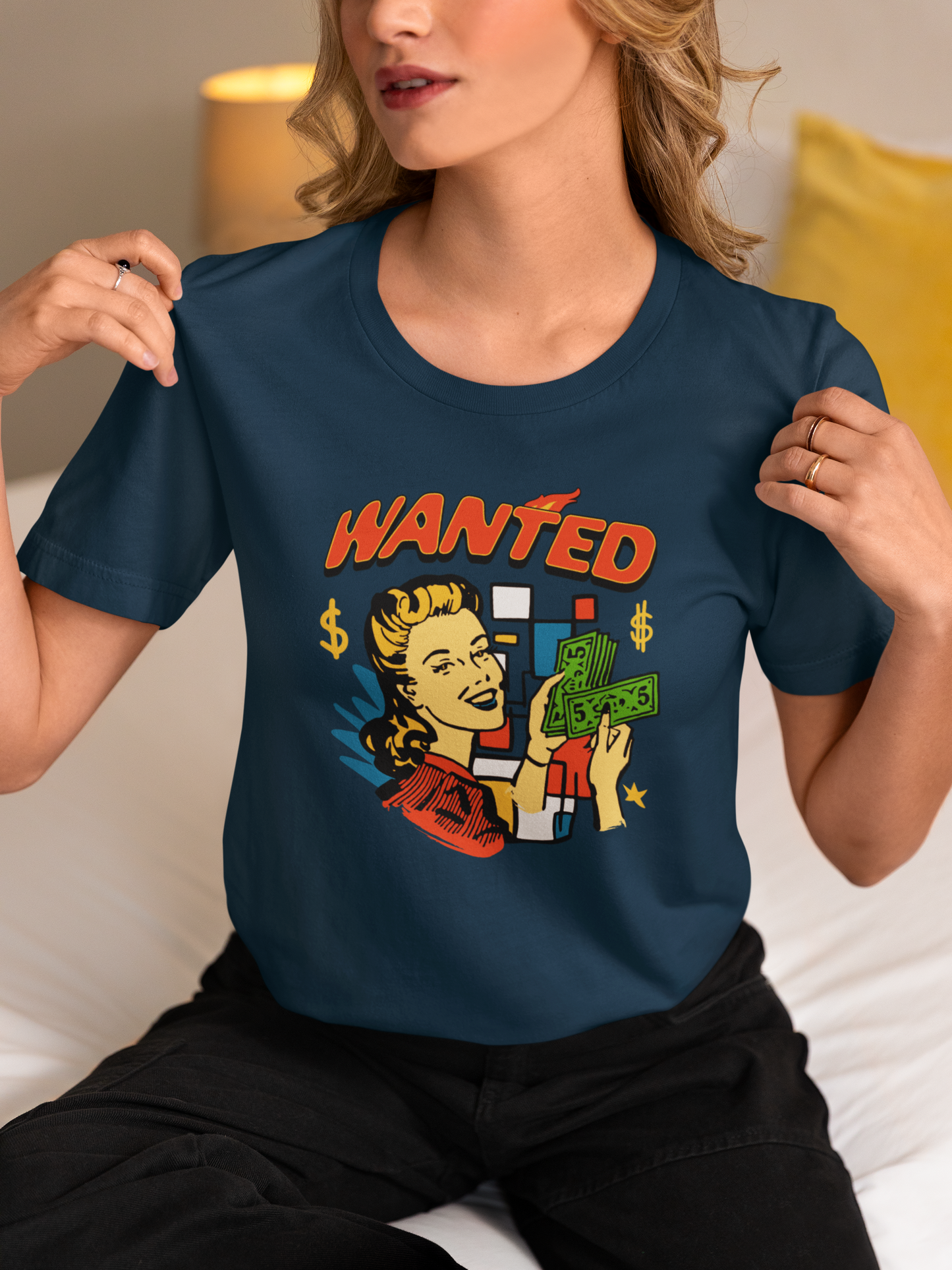 Wanted - Doodle - Round Neck Half Sleeve T-Shirt - Women