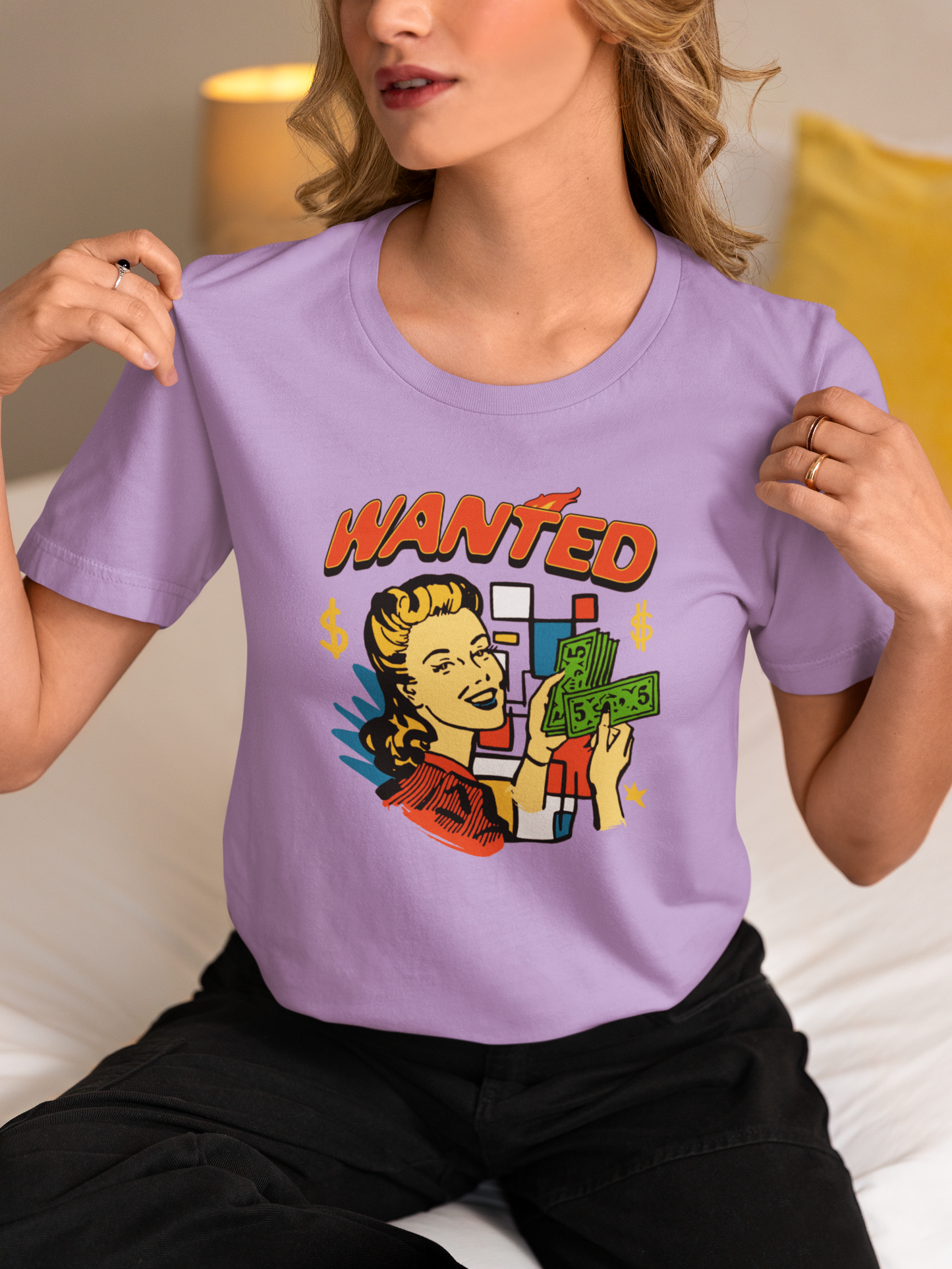 Wanted - Doodle - Round Neck Half Sleeve T-Shirt - Women