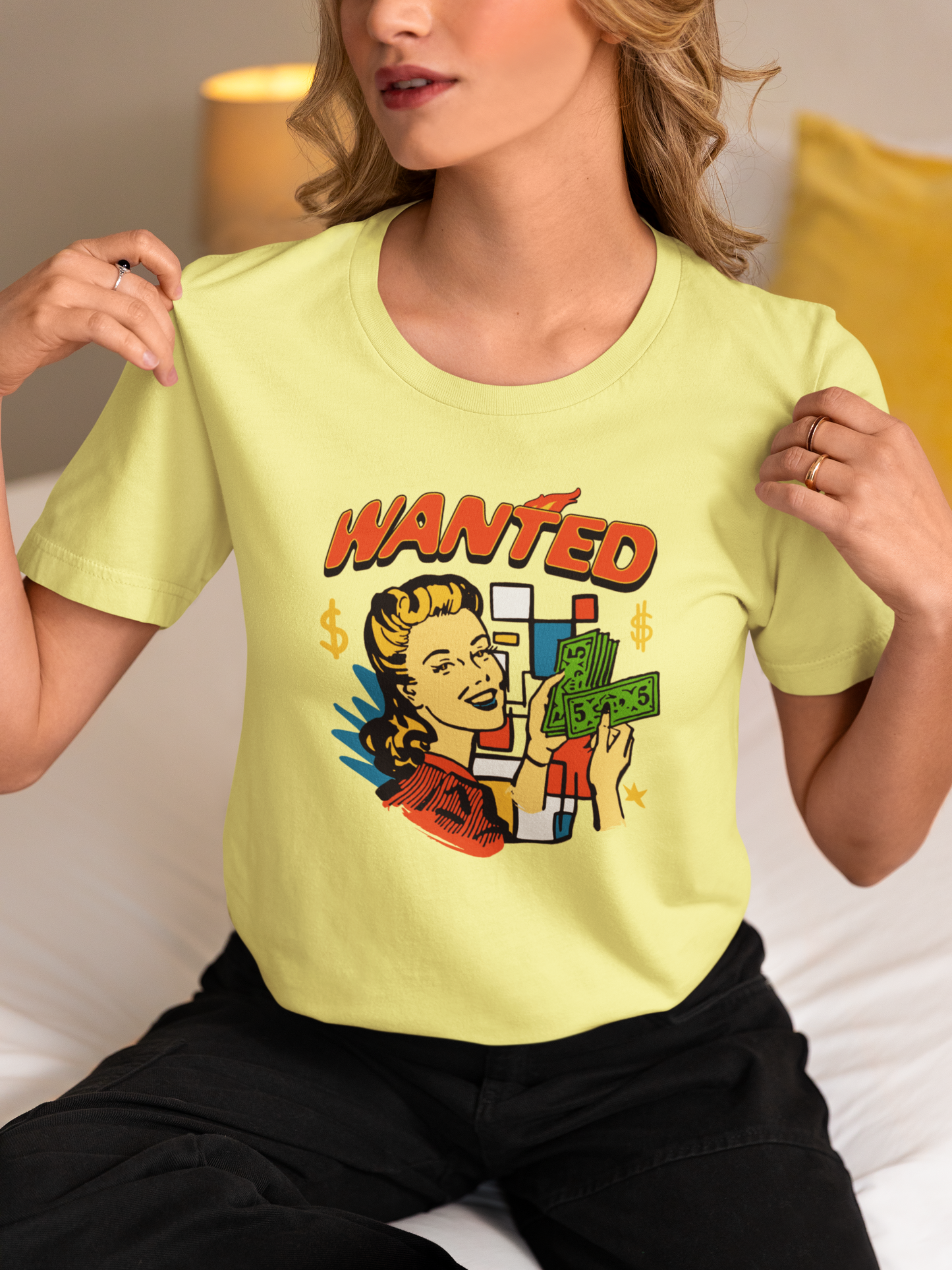 Wanted - Doodle - Round Neck Half Sleeve T-Shirt - Women