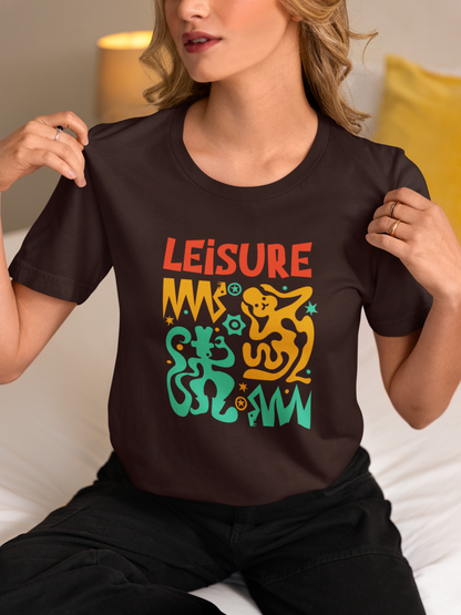 Leisure - Doodle - Round Neck Half Sleeve T-Shirt - Women