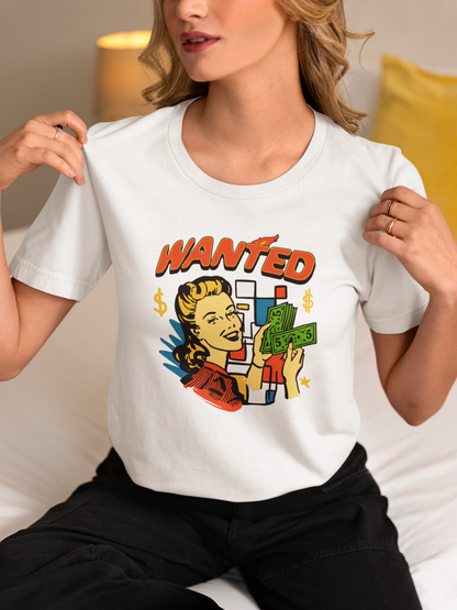 Wanted - Doodle - Round Neck Half Sleeve T-Shirt - Women