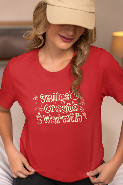 Smiles Create Warmth - Doodle - Round Neck Half Sleeve T-Shirt - Women