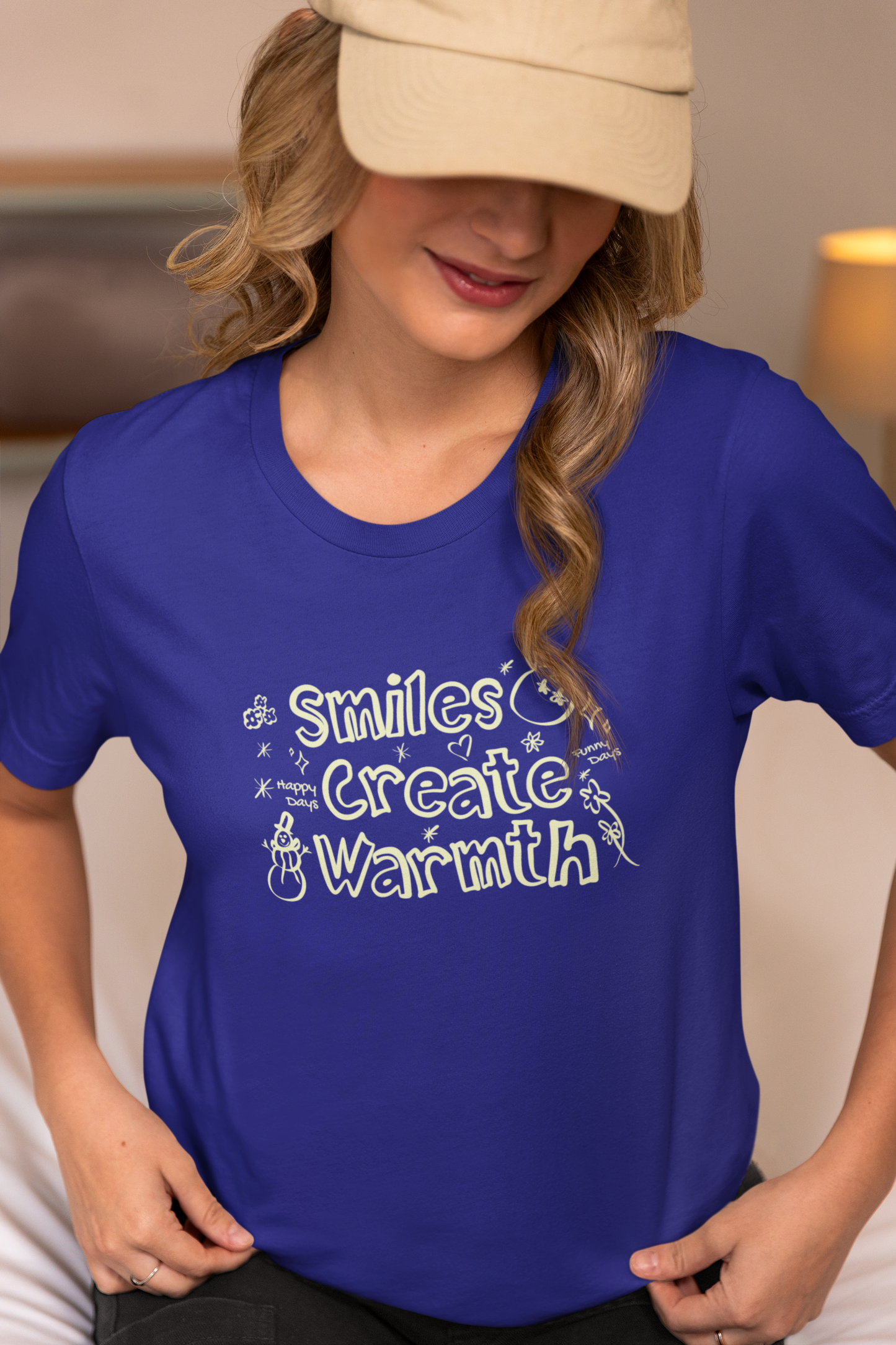 Smiles Create Warmth - Doodle - Round Neck Half Sleeve T-Shirt - Women