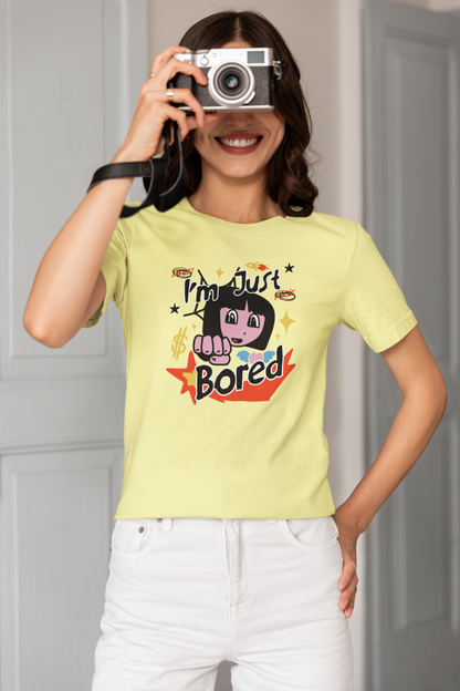 I'm Just Bored - Doodle - Round Neck Half Sleeve T-Shirt - Women