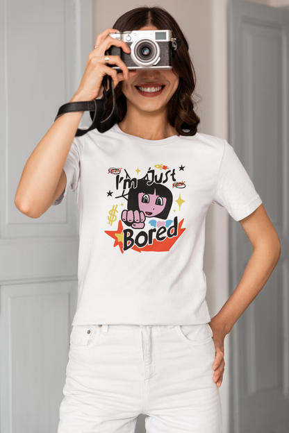 I'm Just Bored - Doodle - Round Neck Half Sleeve T-Shirt - Women