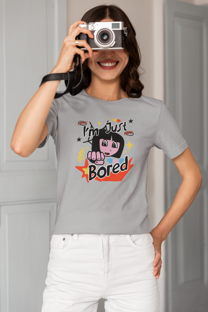 I'm Just Bored - Doodle - Round Neck Half Sleeve T-Shirt - Women