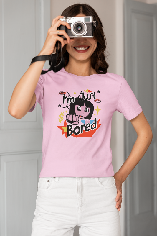 I'm Just Bored - Doodle - Round Neck Half Sleeve T-Shirt - Women