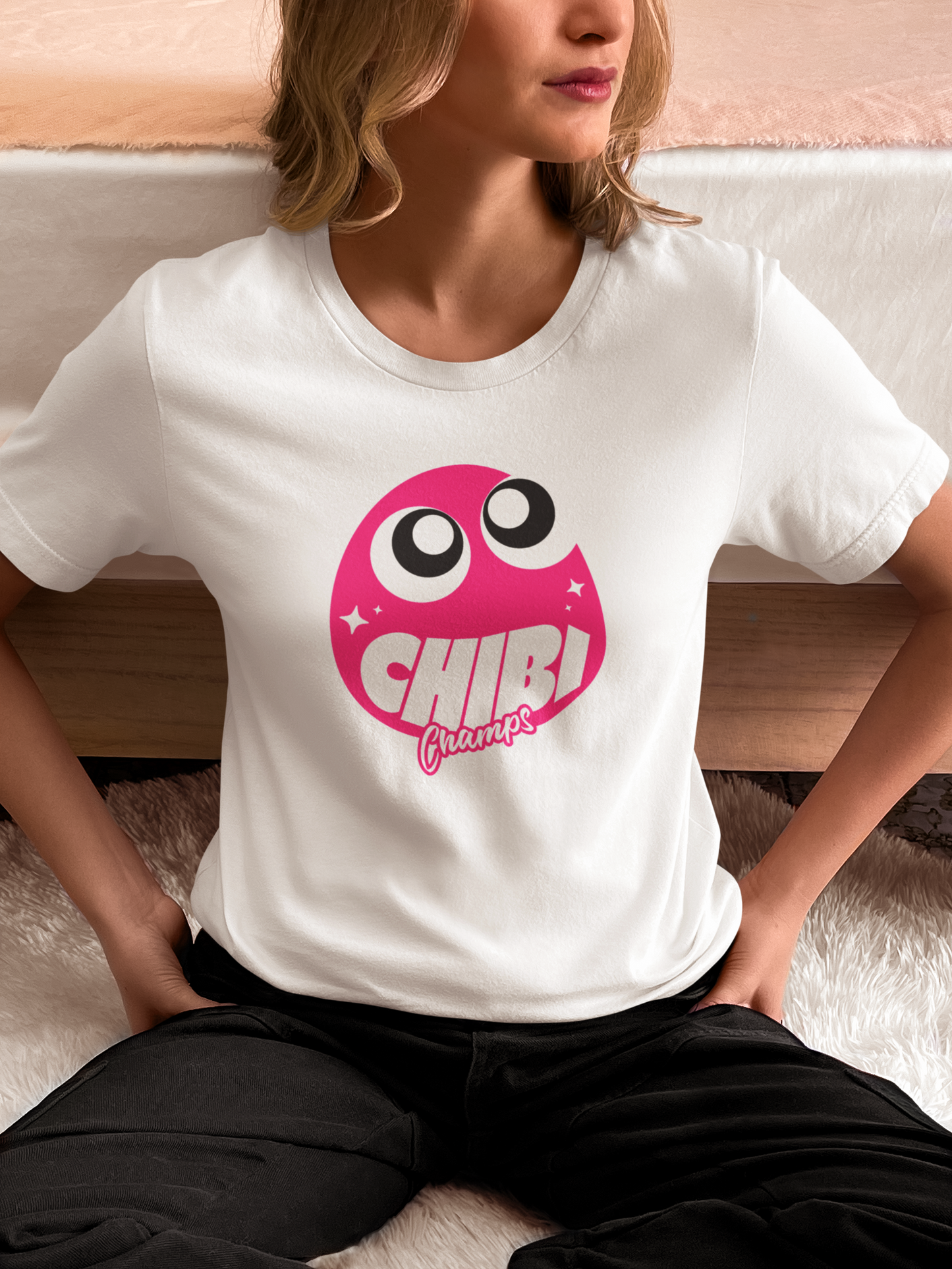 Chibi Champs - Doodle - Round Neck Half Sleeve T-Shirt - Women