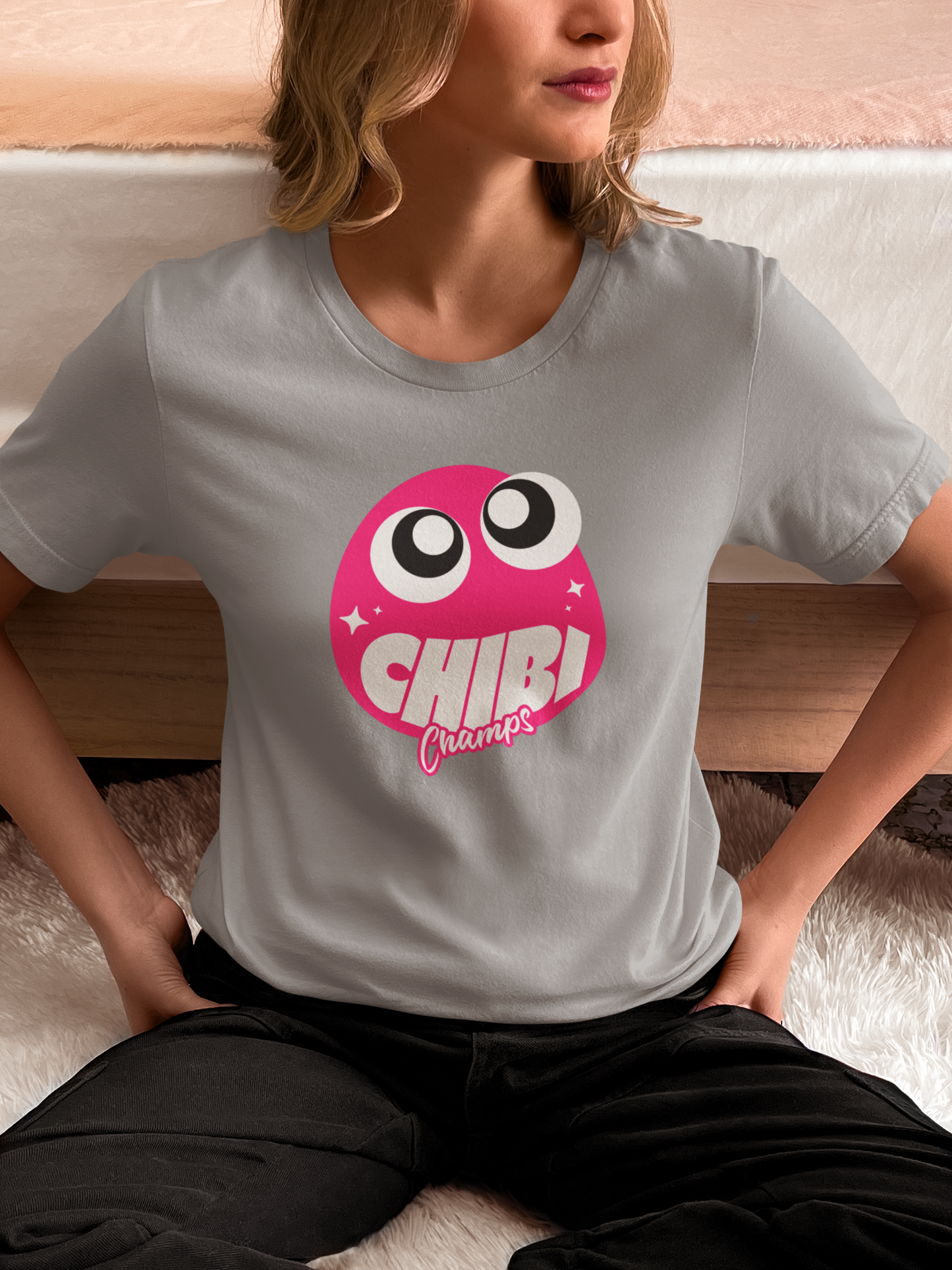 Chibi Champs - Doodle - Round Neck Half Sleeve T-Shirt - Women