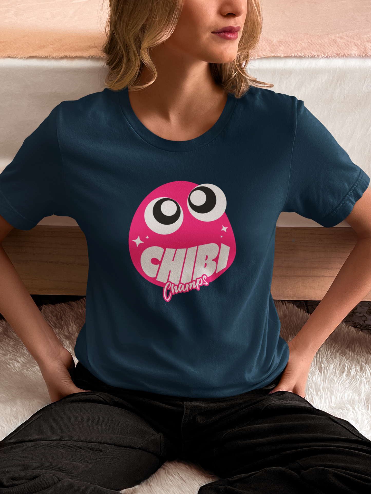 Chibi Champs - Doodle - Round Neck Half Sleeve T-Shirt - Women