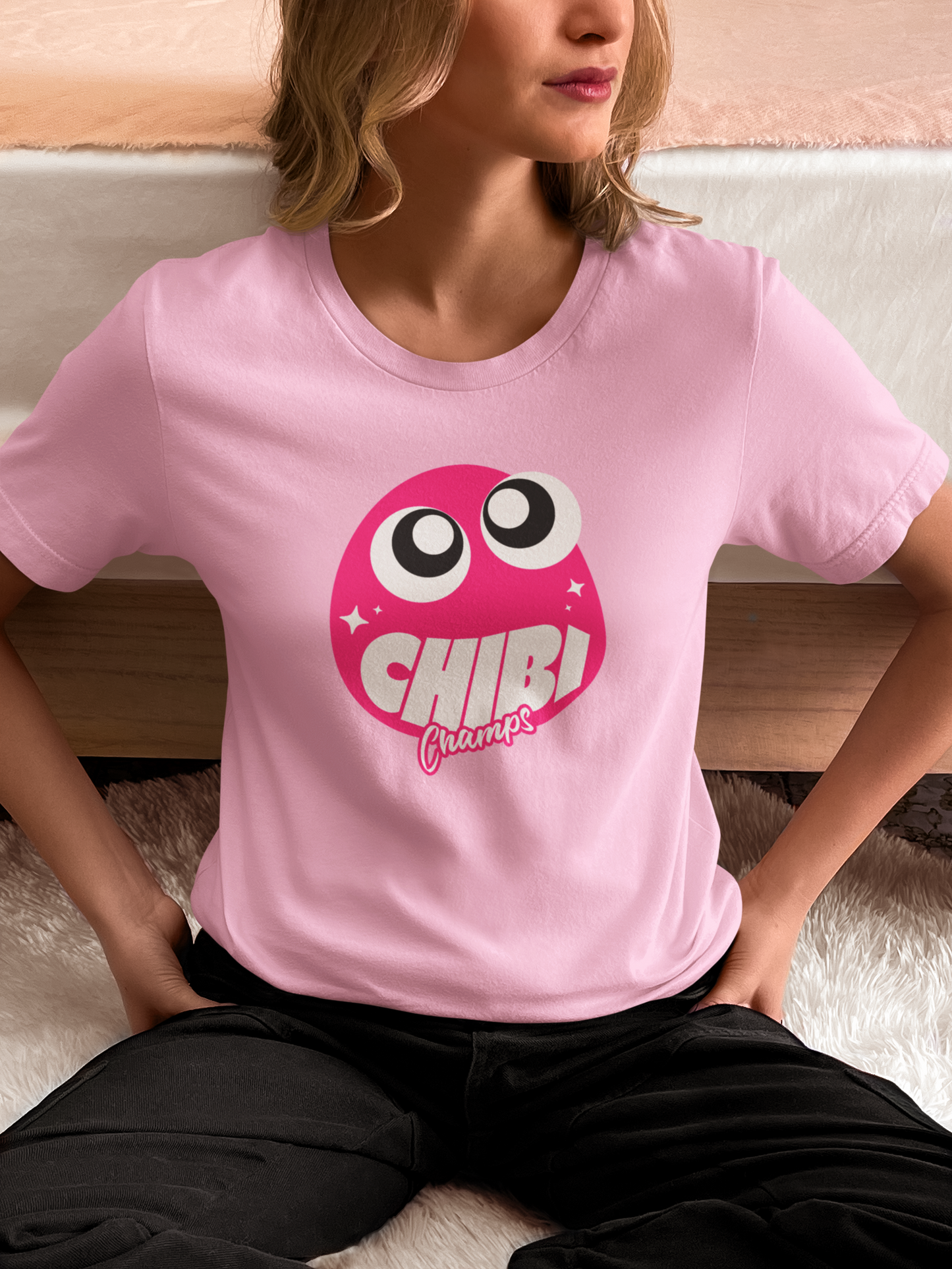 Chibi Champs - Doodle - Round Neck Half Sleeve T-Shirt - Women