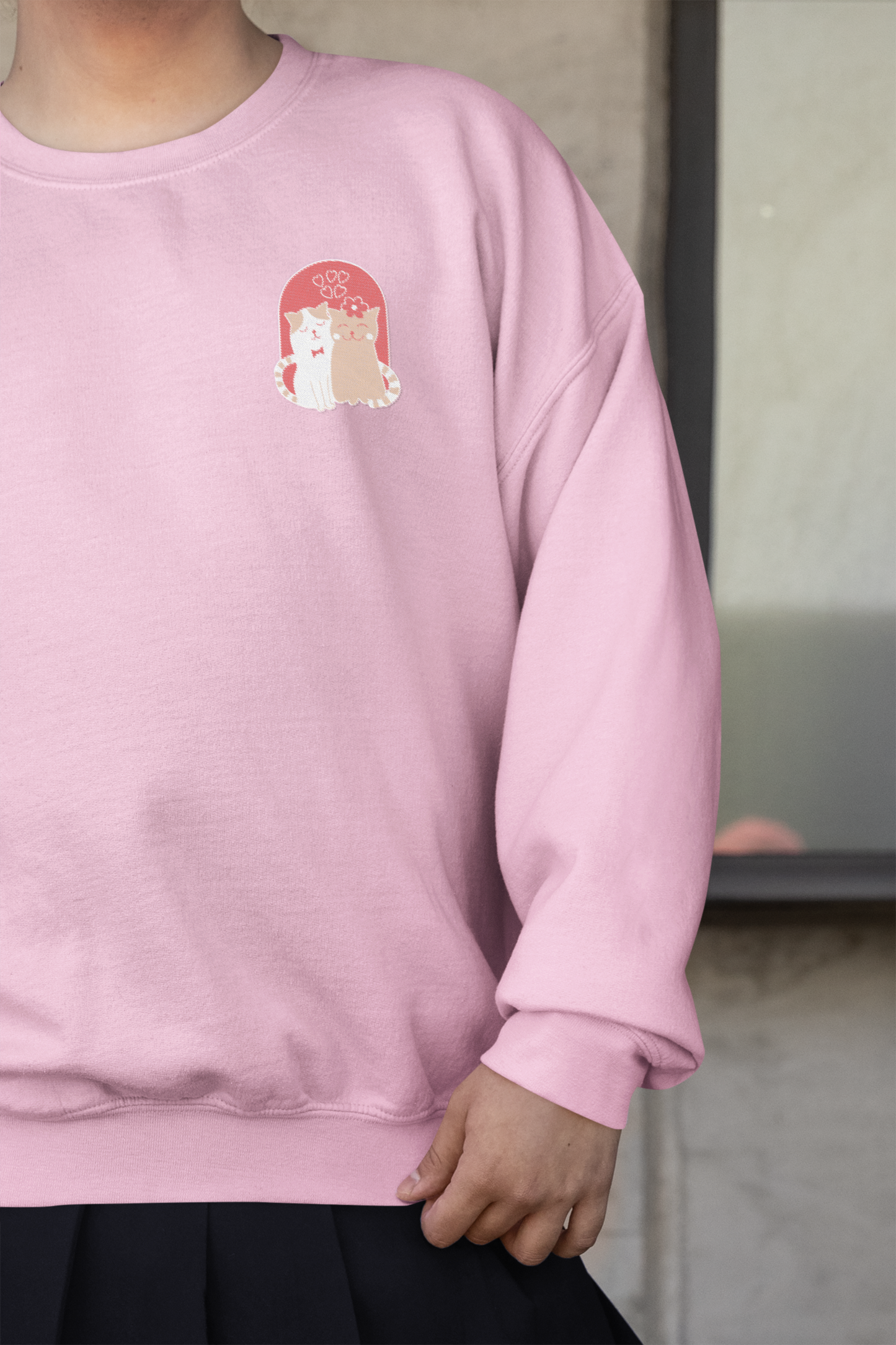 Cute Cat Couple - Chest Embroidered Sweatshirt - Unisex